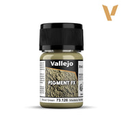 Vallejo Pigment FX: Wood Green (35ml) - Small plastic bottle of Vallejo Pigment FX in wood green with black screw cap and textured label design.