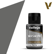 Vallejo Wash FX: Off-Grey (35ml) - 35ml bottle of Vallejo Wash FX paint in off-grey with black cap and label details.