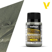 Vallejo Weathering FX: Industrial Thick Mud (40ml) - 40ml bottle of Vallejo Weathering FX Industrial Thick Mud paint with black cap and textured mud sample background.
