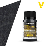 Vallejo Weathering FX: Black Thick Mud (40ml) - 40ml black thick mud paint bottle with black cap and black, white, and yellow label.