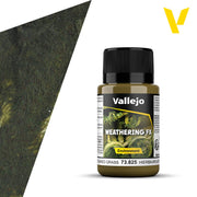 Vallejo Weathering FX: Crushed Grass (40ml) - 40ml bottle of Vallejo Weathering FX Crushed Grass paint with green textured paint sample.