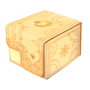 Domaru Deck Box: Magic the Gathering: Lorwyn Eclipsed - Morningtide White - Cream-colored rectangular deck box with intricate golden patterns and magic symbols on all sides.