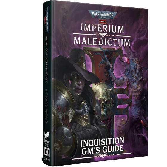 Warhammer 40,000 Roleplay: Imperium Maledictum Inquisition GM's Guide - Warhammer 40,000 Imperium Maledictum Inquisition GM's Guide with dark purple cover featuring armored Inquisitor holding a.