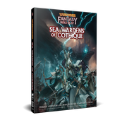Warhammer Fantasy Roleplay: Sea Wardens Of Cothique (PREORDER) - Warhammer Fantasy Roleplay book with stormy sea battle cover, featuring armored sea wardens wielding weapons and glowing.