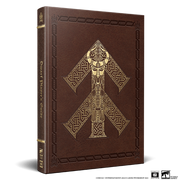 Warhammer Fantasy Roleplay: Dwarf Player's Guide Collectors Edition - Brown leather-bound Warhammer Fantasy Roleplay Dwarf Player's Guide with embossed gold dwarf rune and intricate embossed.