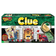 Clue Classic Edition - Clue Classic Edition board game box with magnifying glass, suspect cards, and game pieces on green background.