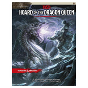 D&D 5E: Hoard of the Dragon Queen - Dark fantasy book cover featuring a large silver dragon and a cloaked figure casting a glowing purple spell.