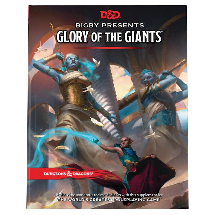 D&D 5E - Glory of the Giants - Dungeons & Dragons Glory of the Giants hardcover book with giant warriors in gold and blue armor battling on cover art.