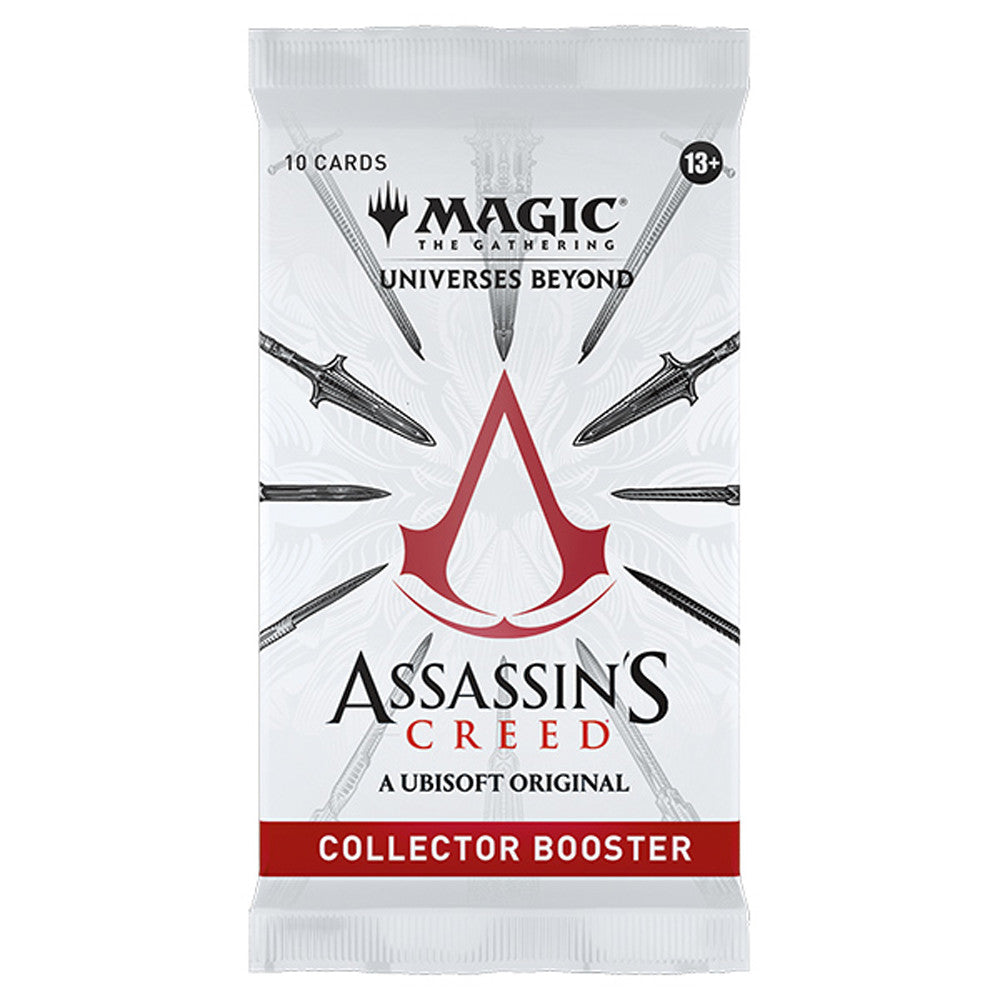 Magic: The Gathering - Assassin's Creed - Collector Booster Pack - The Gathering booster pack featuring Assassin’s Creed logo and black crossed swords design.