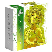 Wroth: Venna Faction - Board game expansion box with green-yellow hues, featuring a whimsical elf character holding a crescent-shaped object.