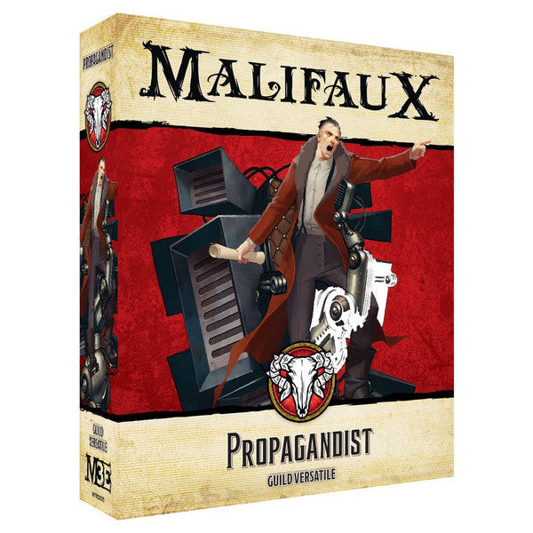 Malifaux 3rd Edition: Propagandist - Malifaux 3rd Edition Propagandist miniature box featuring a figure in a brown coat holding a megaphone against a red and.