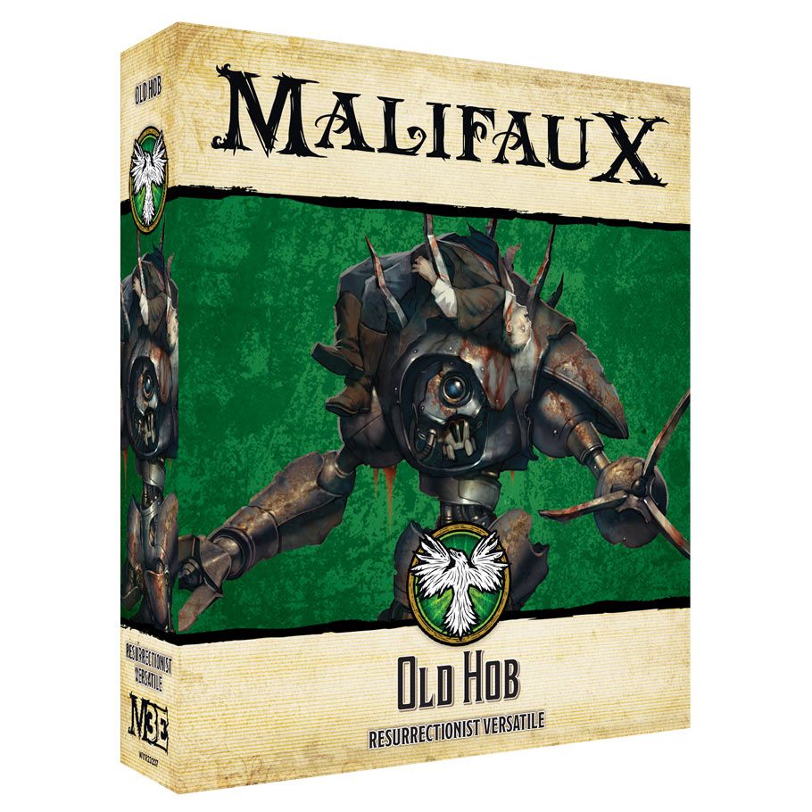 Malifaux 3rd Edition: Old Hob - Malifaux 3rd Edition Old Hob boxed game set with fantasy armored creature artwork on green background.