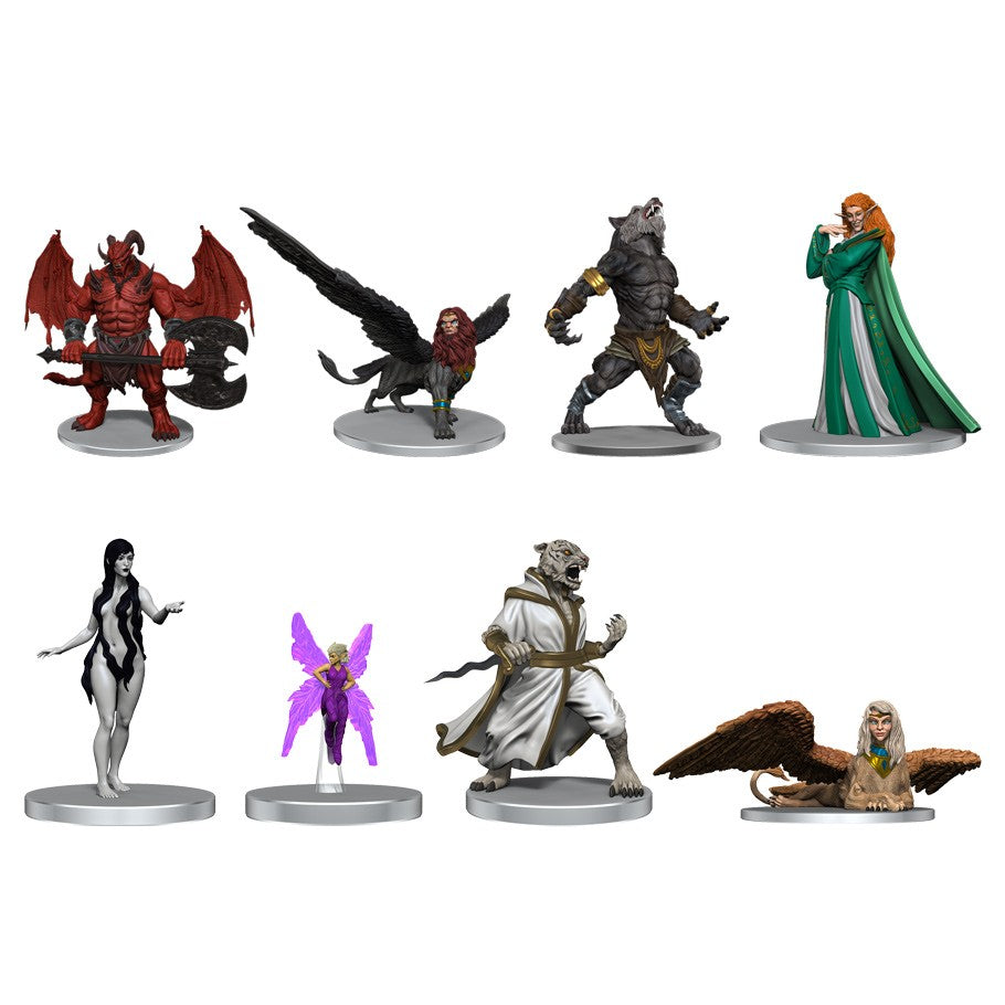 Critical Role Mini: Monsters of Exandria Set 1 - Set of eight detailed fantasy miniatures featuring monsters and characters in various poses and colors, including a.