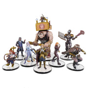 Critical Role: The Darrington Brigade Boxed Set - Set of eight detailed fantasy miniatures featuring diverse characters in dynamic poses, including a large ogre with a wooden