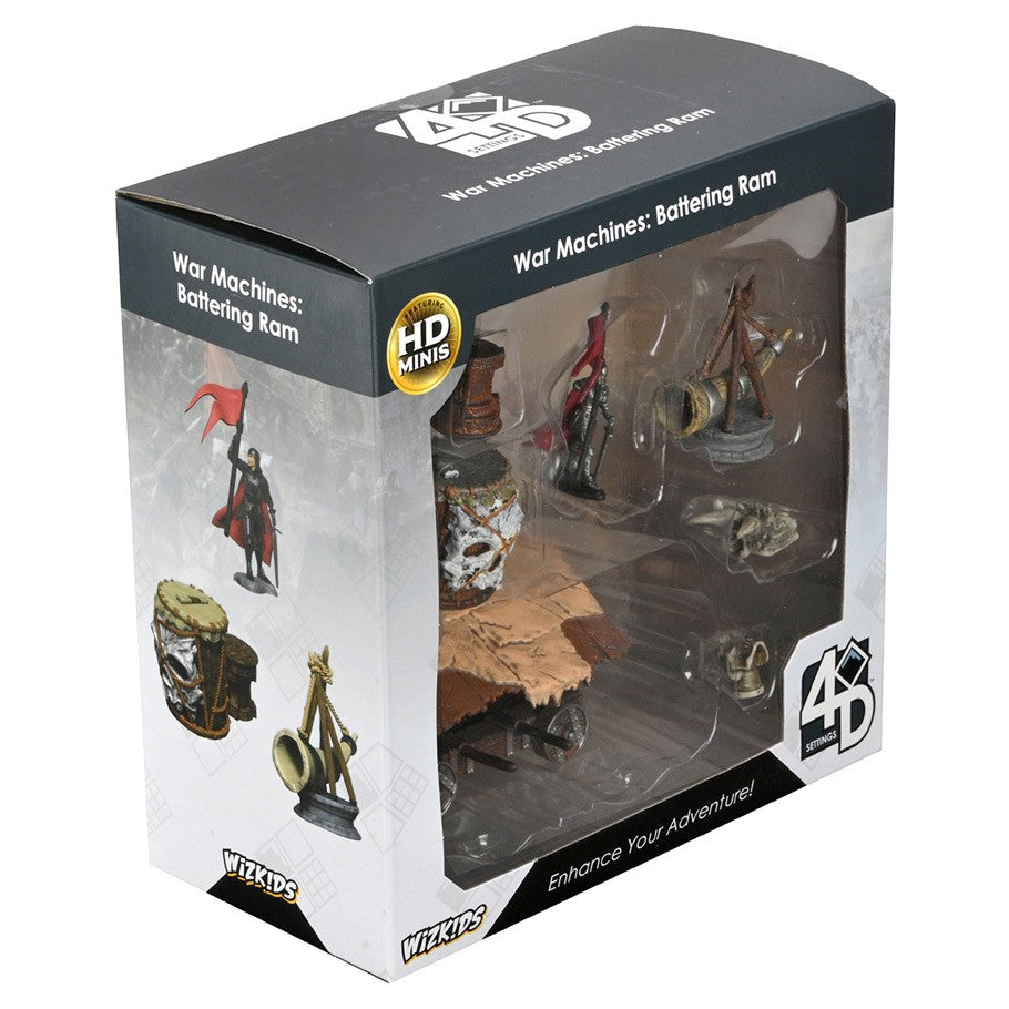 Wizkids 4D Settings: War Machines: Battering Ram - Wizkids 4D Settings War Machines Battering Ram diorama with detailed miniature siege weapons and battleground accessories in