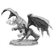 Dungeons & Dragons: Frameworks: Chimera (PREORDER) - Gray plastic miniature of a winged chimera with lion and dragon features on a round base.