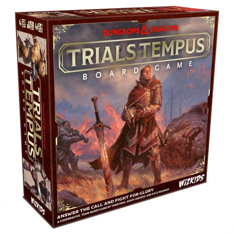 Dungeons & Dragons: Trials of Tempus Board Game Premium Edition - Dungeons & Dragons Trials of Tempus board game box featuring armored warrior and fantasy battle scene in red and brown tones.