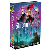 SiliconVania - SiliconVania strategy board game box with colorful gothic cityscape and three stylized characters on front cover.