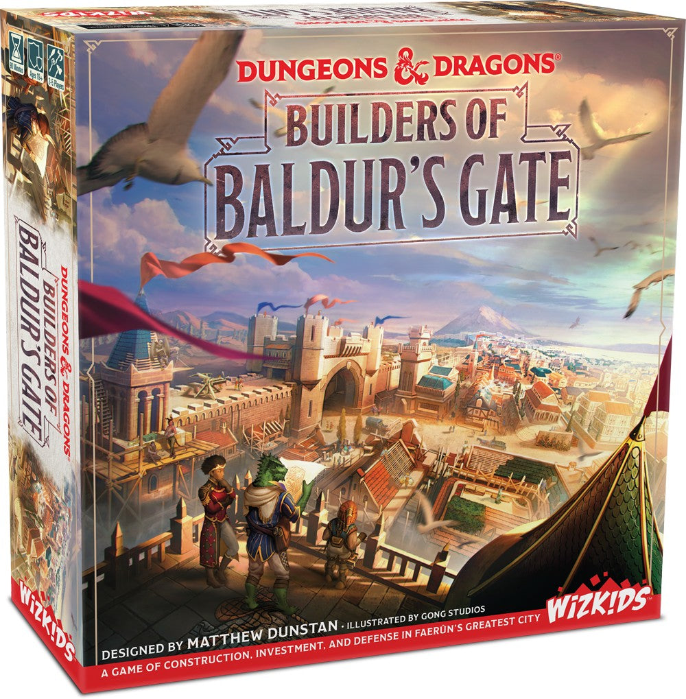 Dungeons & Dragons: Builders of Baldur's Gate - Dungeons & Dragons Builders of Baldur's Gate board game box with fantasy cityscape, flying dragons, and adventurers on a.