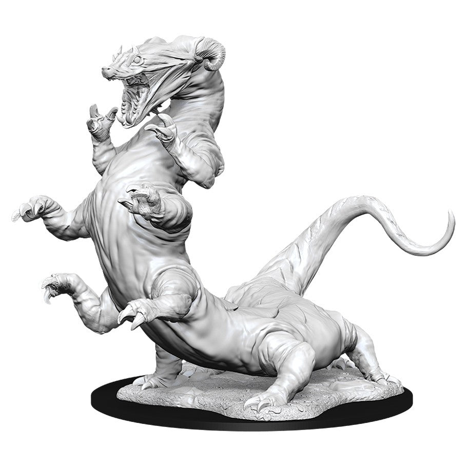 D&D Nolzur's Marvelous Minis: Behir - Unpainted gray resin miniature of a Behir monster with a snake-like body, multiple legs, and an open mouth showing sharp.
