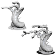 Pathfinder Battles Deep Cuts: Hydra - Gray plastic multi-headed hydra miniature with coiled serpent body, from Pathfinder Battles Deep Cuts series.