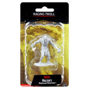 Dungeons & Dragons: Nolzur's Marvelous Minis: Raging Troll - Unpainted gray plastic Raging Troll miniature figure with muscular build in blister pack.