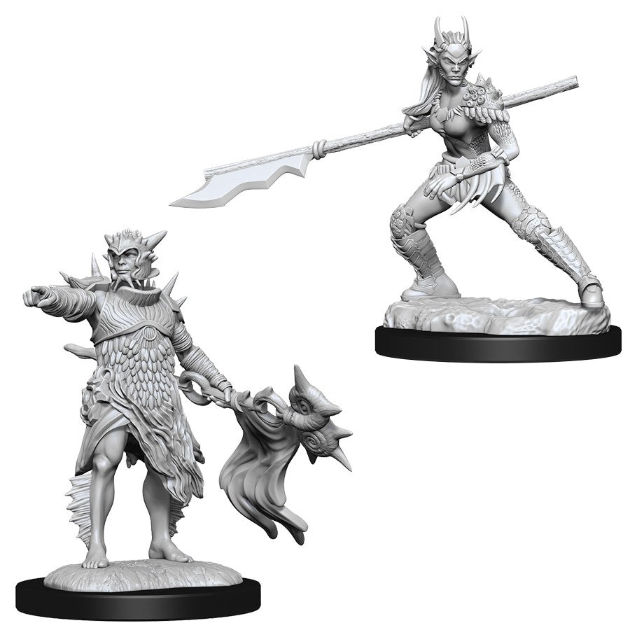 Magic The Gathering: Coralhelm Commander & Wavewatch - Armored warrior with spear and armored figure wielding spiked mace on round black bases.