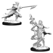 Magic The Gathering: Joraga Warcaller & Treespeaker - Unpainted Magic The Gathering miniature set featuring Joraga Warcaller wielding a spear and Treespeaker casting a spell with .