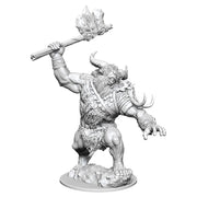 Magic The Gathering: Borborygmos - Unpainted detailed miniature of a muscular horned beast wielding a large club with crystals.