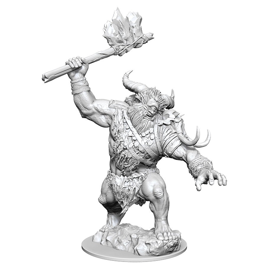 Magic The Gathering: Borborygmos - Unpainted detailed miniature of a muscular horned beast wielding a large club with crystals.