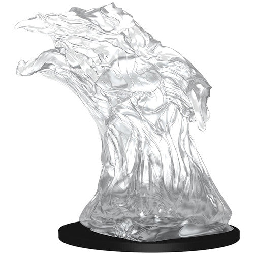 D&D Nolzur's Marvelous Minis: Water Elemental - Transparent resin miniature of a flowing water elemental with wave-like shapes on a black round base.