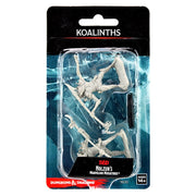 D&D: Nolzur's Marvelous Minis: Koalinths W14 - Unpainted gray plastic Koalinth miniature set with spear and net accessories in blister pack.