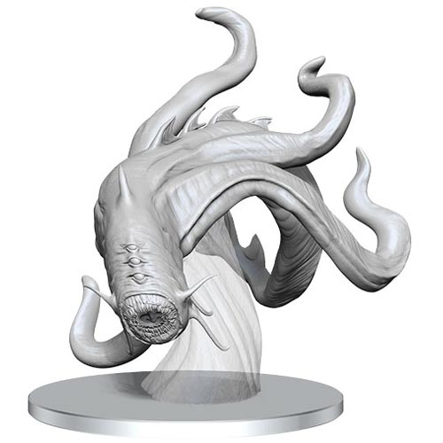 D&D Nolzur's Marvelous Minis: Aboleth - Gray plastic miniature of a multi-tentacled sea creature with a large mouth and textured skin on a clear round base.