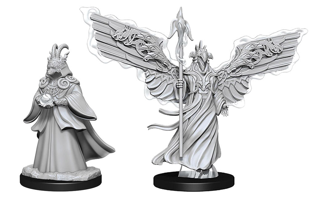 Magic The Gathering: Shapeshifters - Two detailed gray Shapeshifters figurines from Magic The Gathering, featuring flowing robes and intricate wings.