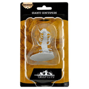 Pathfinder Battles Deep Cuts: Giant Centipede - Unpainted gray plastic miniature of a giant centipede with numerous legs and segmented body on a round base in blister pack.