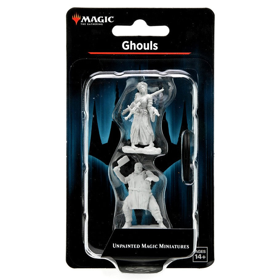 Magic The Gathering: Ghouls - Set of two unpainted gray plastic Magic The Gathering Ghouls miniatures in clear plastic blister pack with black and blue.