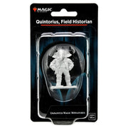 Magic The Gathering: Quintorius, Field Historian - Unpainted white fantasy miniature of armored warrior with horned helmet in plastic blister pack.