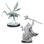 Critical Role Mini: Core Spawn Emissary and Seer - Two detailed gray plastic fantasy miniatures, one insectoid creature with wings and multiple legs, the other a cloaked.