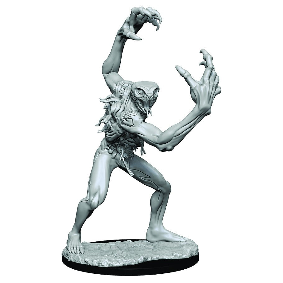 Critical Role Mini: Aeorian Nulifier - Gray plastic miniature of a hunched humanoid creature with elongated arms and claws on a textured oval base.