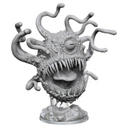 D&D Nolzur’s Marvelous Unpainted: Beholder Variant - Unpainted gray resin miniature of a Beholder with multiple eyestalks, large central eye, and sharp teeth on a round base.