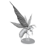 D&D: Nolzur's Marvelous Minis: Hellwasp W17 - Gray unpainted plastic miniature of a winged insect-like creature with segmented body and sharp pincers on round base.