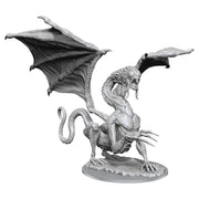 D&D: Nolzur's Marvelous Minis: Jabberwock W17 - Unpainted gray plastic miniature of Jabberwock with large bat-like wings and clawed limbs on a round base.