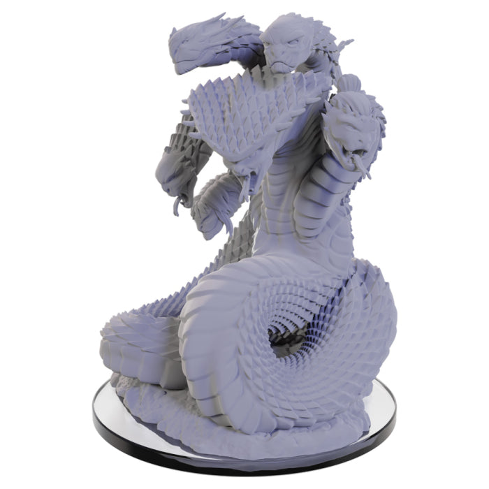 Critical Role Mini: Naga Abomination - Gray resin figure of a coiled naga with humanoid upper body and scaled serpentine tail on a round base.