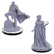Critical Role Mini: Xhorhasian Mage & Xhorhasian Prowler Wave - A cloaked warrior standing on a rocky base with a flowing cape, and a robed mage holding a magical orb with intricate robes.