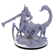D&D: Nolzur's Marvelous Minis: Tlincalli - Unpainted gray plastic miniature of a large scorpion-like creature with humanoid torso, muscular arms, and curved blade.
