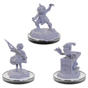 D&D: Nolzur's Marvelous Minis: Carrionettes - Carrionettes set, featuring a grinning imp with clawed hands, a doll-like figure holding a spear, and a clown emerging from.