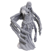 D&D Nolzur's Marvelous Miniatures: Kraken Priest - Gray unpainted resin miniature of a bald, robed priest with tentacle-like appendages extending from back and arms, dynamic.