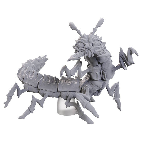 D&D Nolzur's Marvelous Miniatures: Classic Ankheg - Gray plastic miniature of a segmented insect-like creature with multiple legs, large pincers, and antennae.