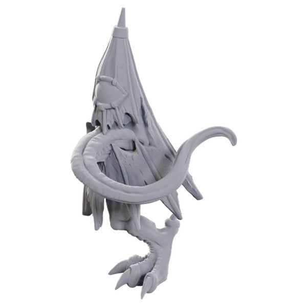 Pathfinder Battles Deep Cuts: Kasa-Obake - Gray resin miniature of a one-eyed, tentacled creature with clawed feet and an elongated, conical head.
