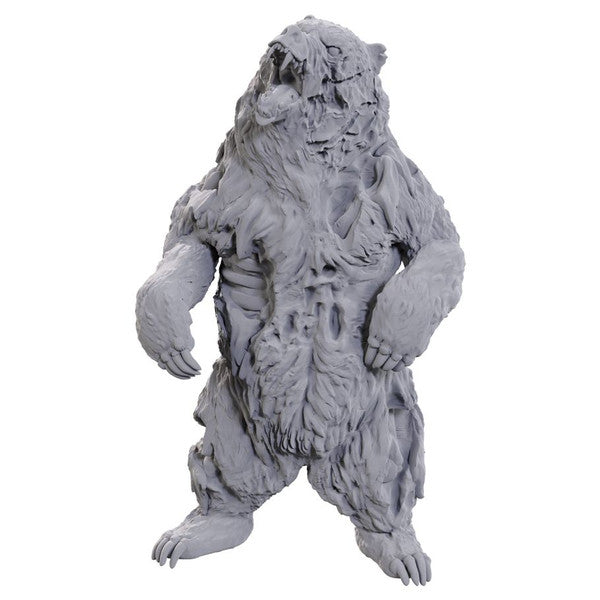 Pathfinder Battles Deep Cuts: Zombie Grizzly Bear - Gray detailed miniature of a standing zombie grizzly bear with tattered fur and exposed ribs.